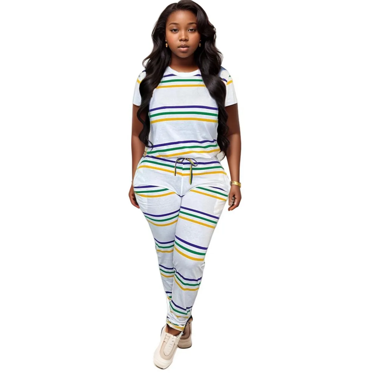 Carnival Bliss Striped Tee & Jogger Lounge Set