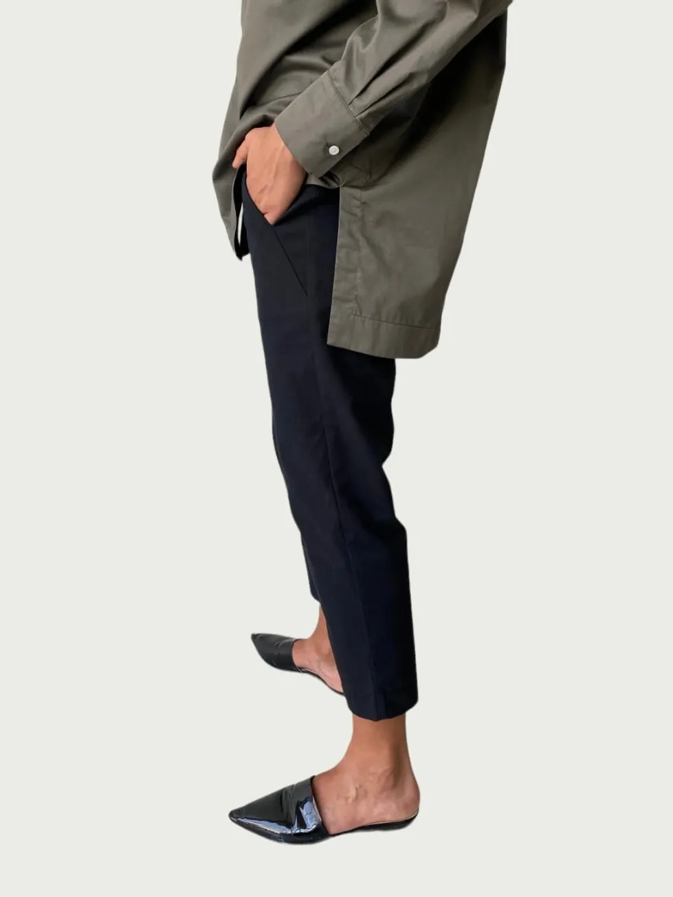 Cotton Tapered Slack Black
