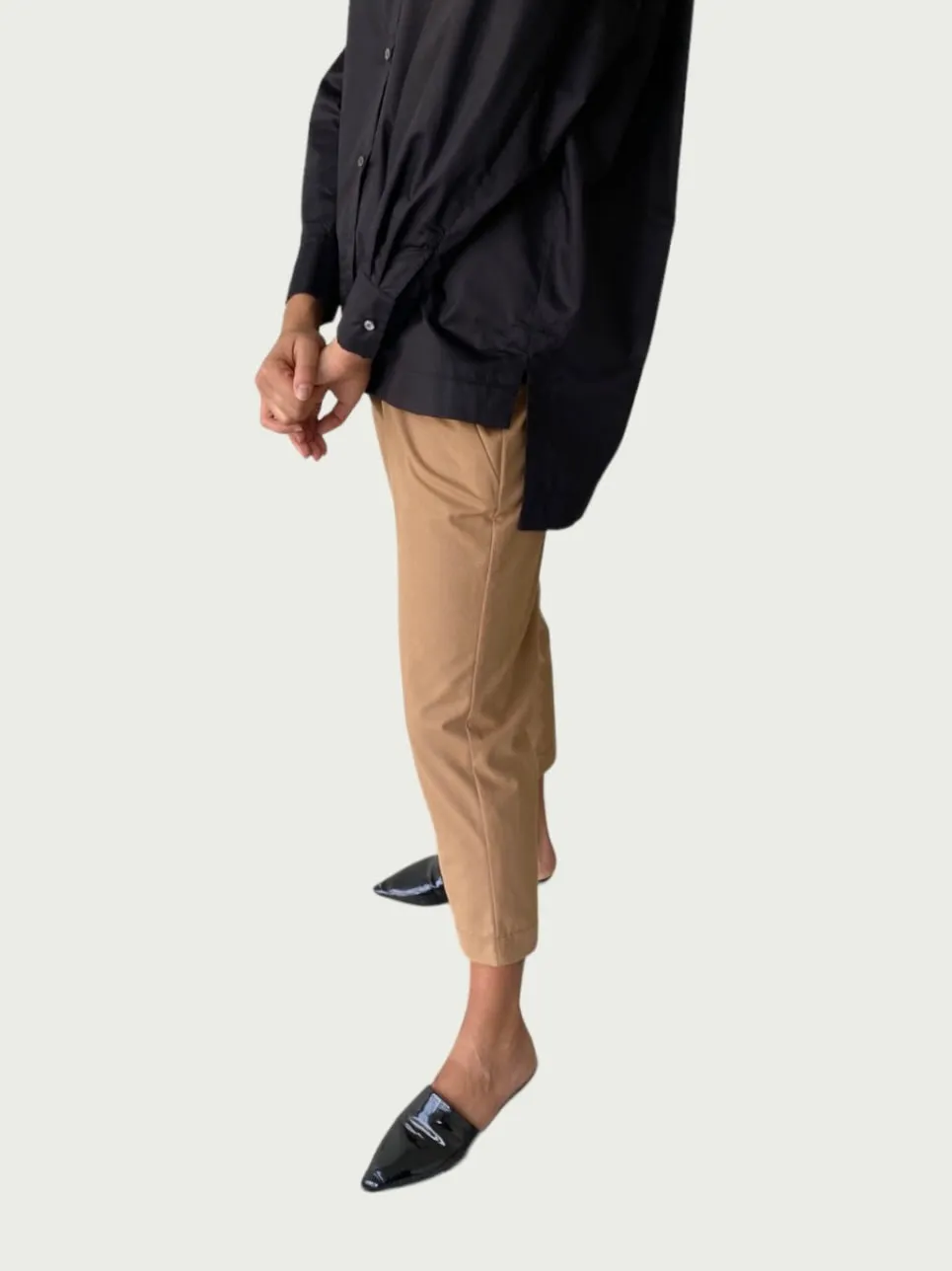 Cotton Tapered Slack in Camel