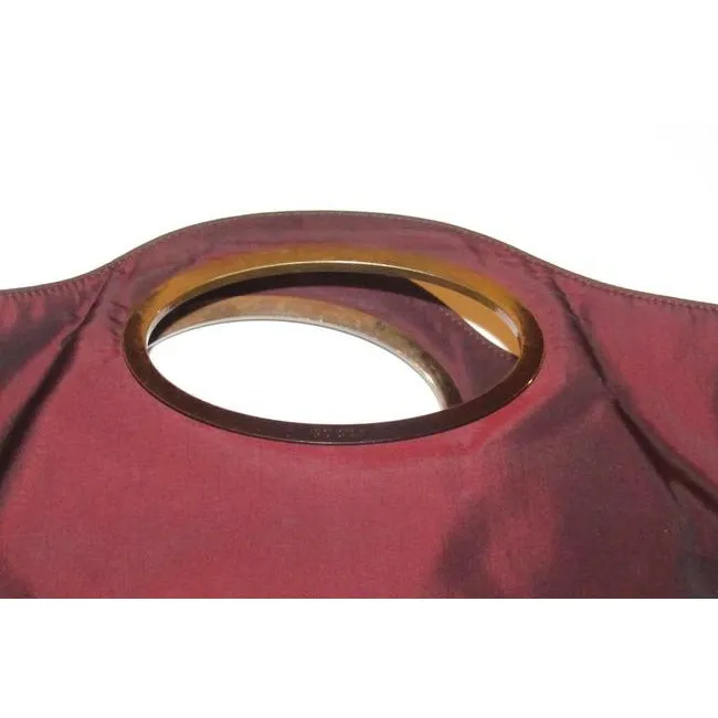 Gucci Xl Bucket Bag Graduated Fabric Leather With Punch Holes Metallic Burgundy Gold Tote