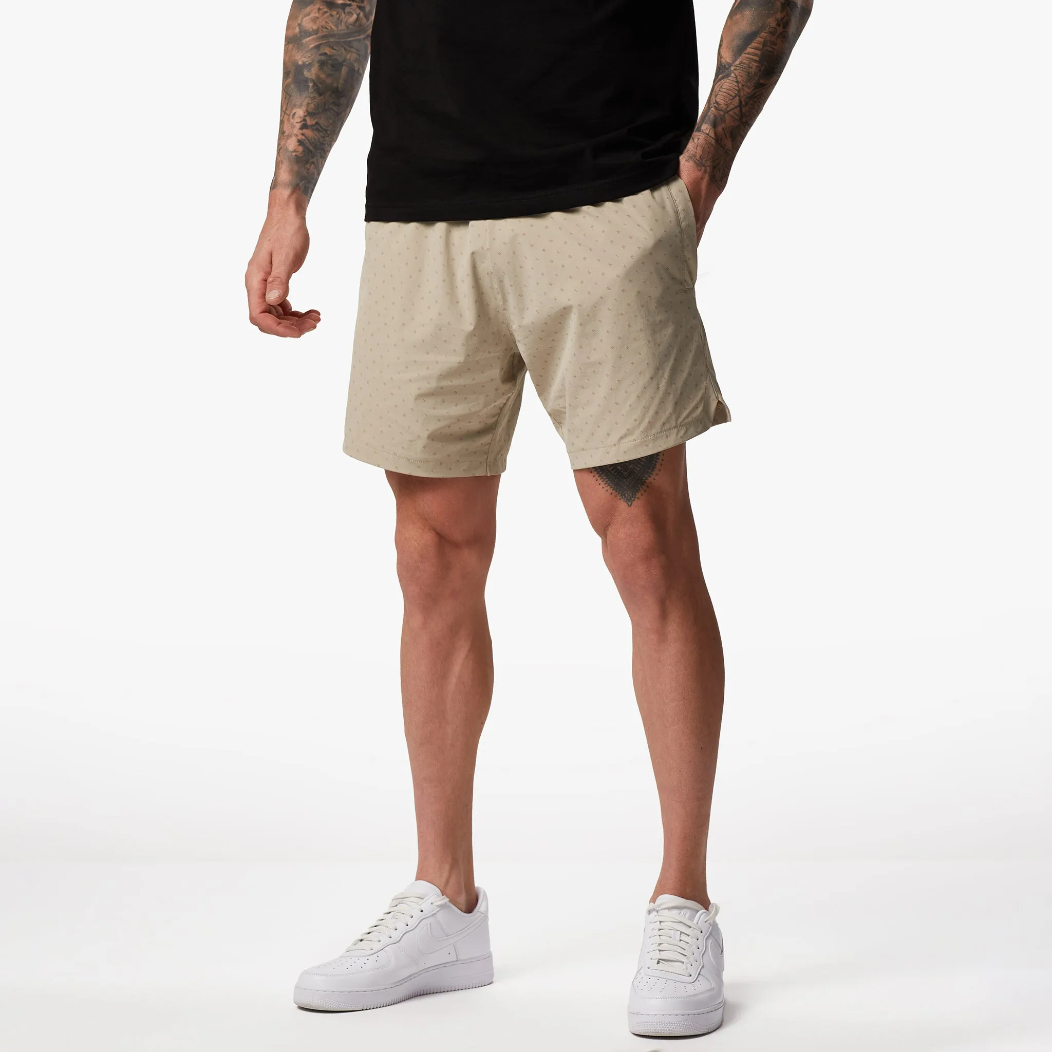 Gym King Rebellion AOP Cargo Shorts - Sandstone
