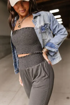 Jessie Smocked Set - Charcoal