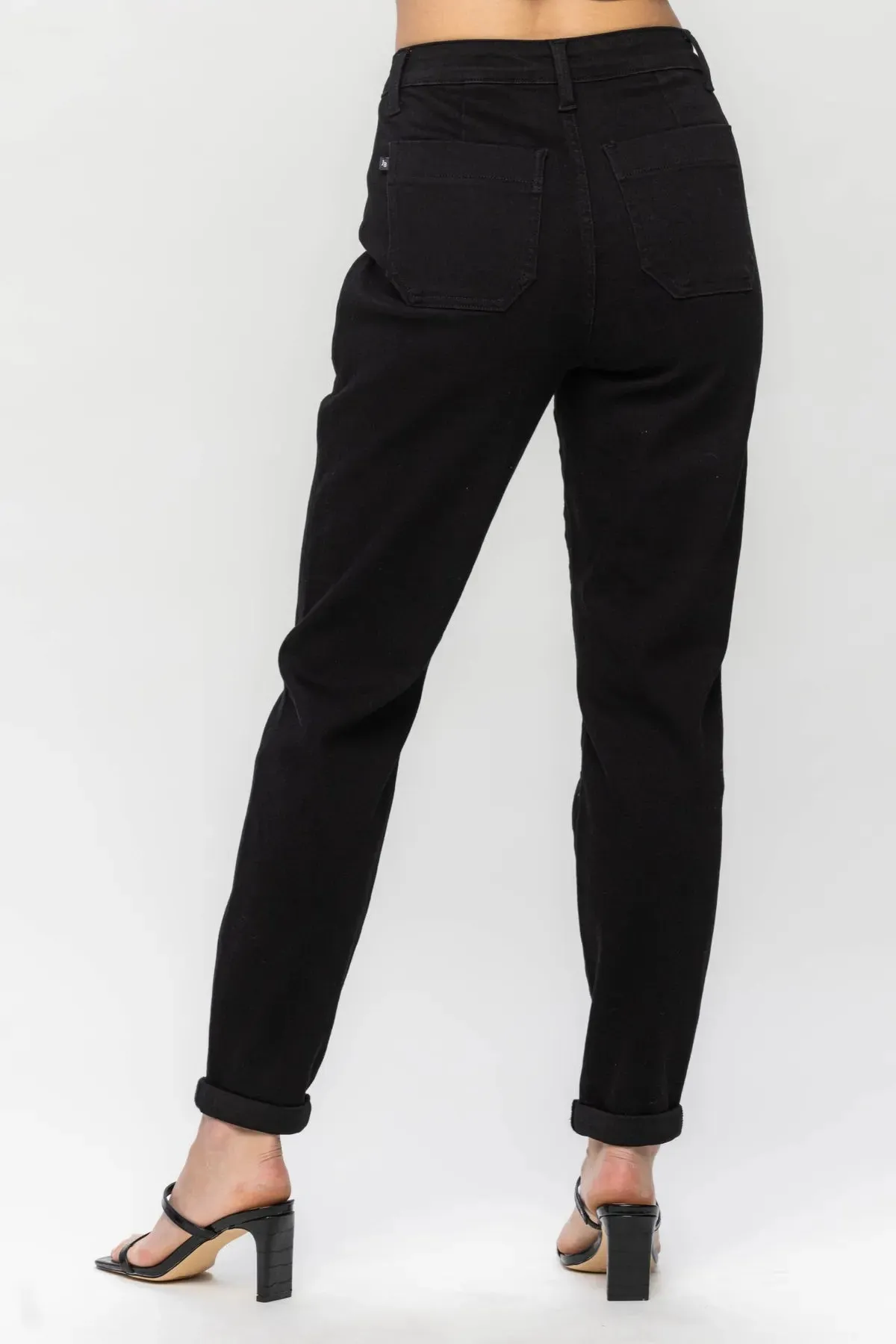 Judy Blue HW Jet Black Double Roll Cuff Jogger