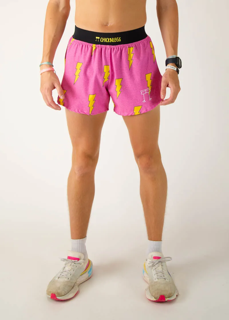 Men's Hot Pink Bolts 4" Half Split Shorts