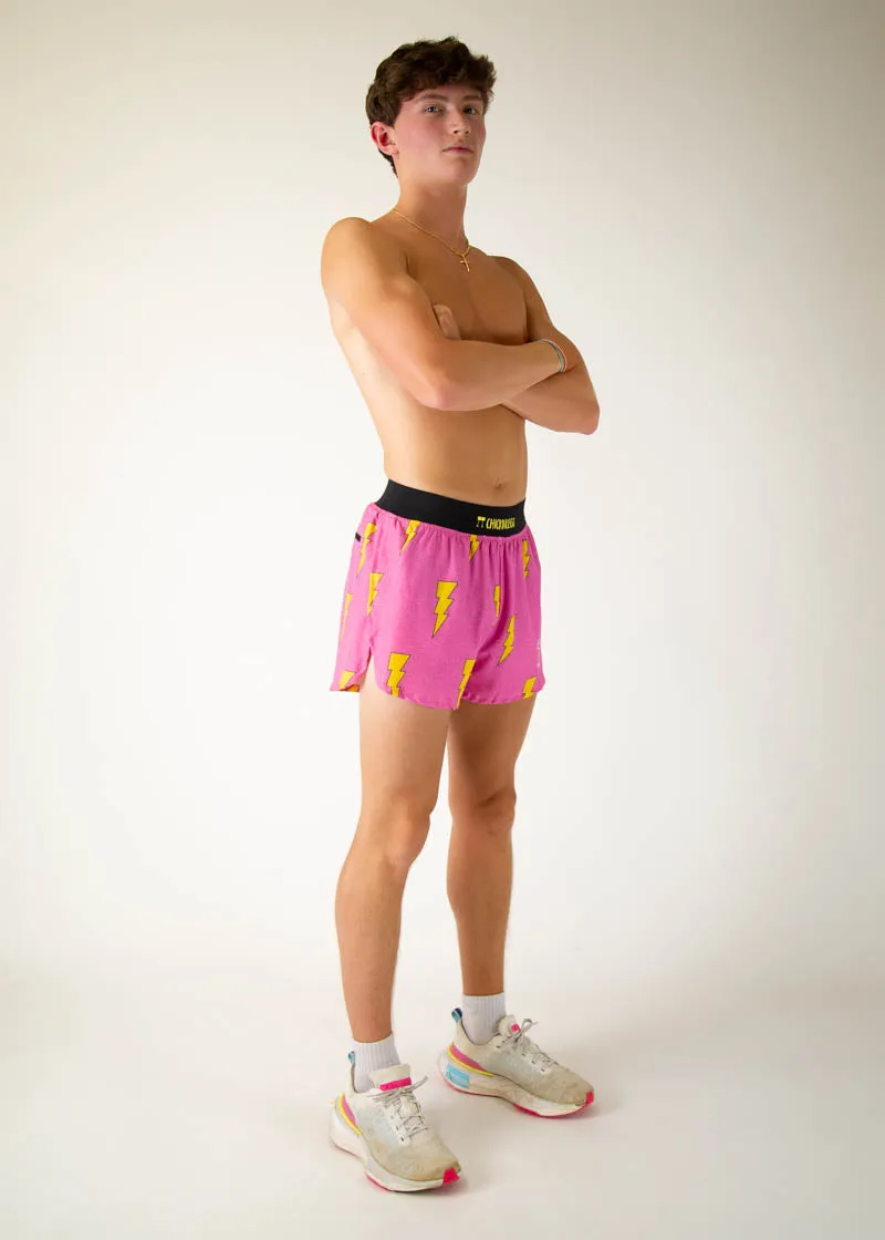 Men's Hot Pink Bolts 4" Half Split Shorts