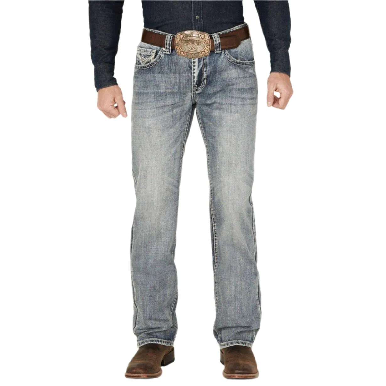 Men's Rock and Roll Regular Fit Stackable Boot Cut Jeans BMSPD03658