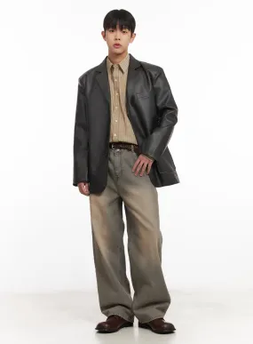 Men's Washed Straight-Leg Jeans IM514