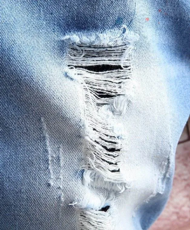 Simple Design Pockets Fitted Destroyed Half Jeans