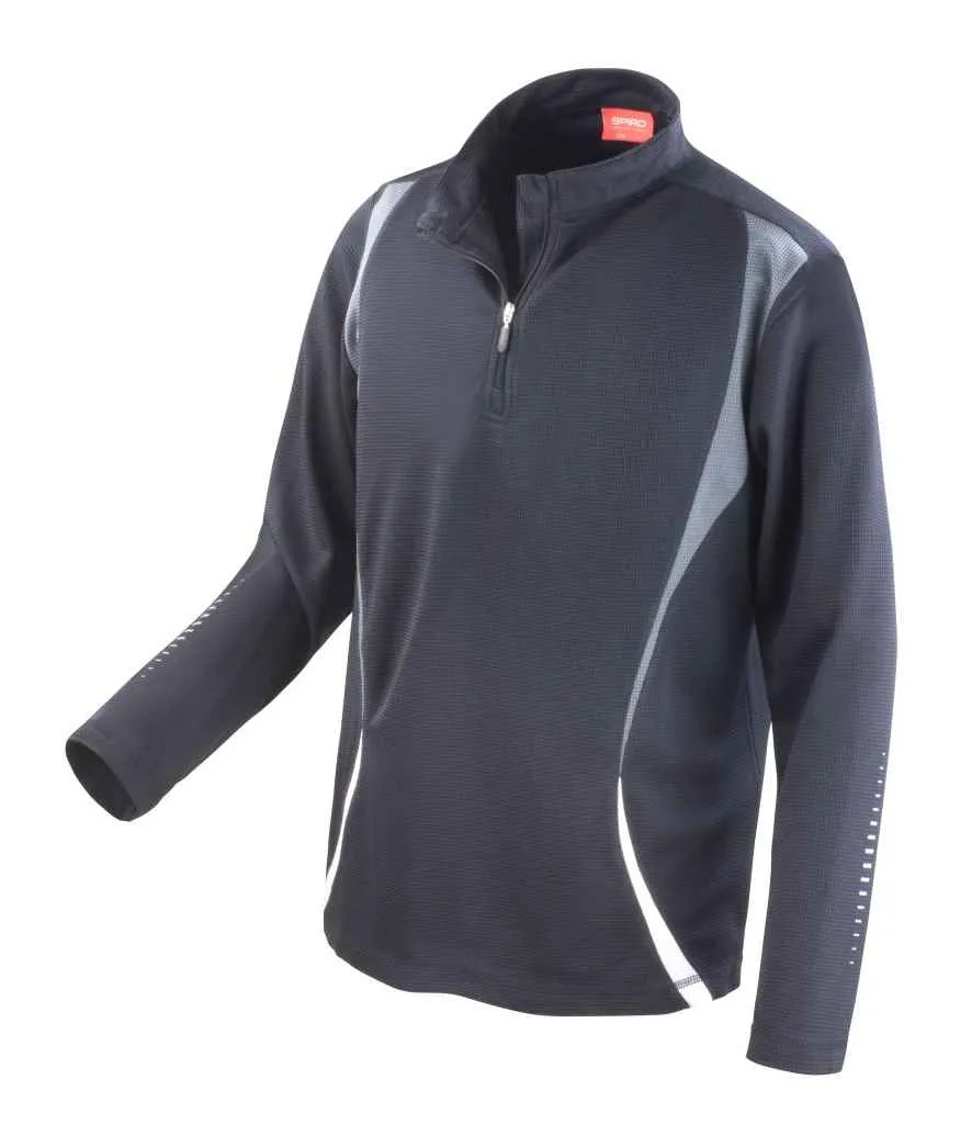 Spiro Unisex Zip Neck Trial Training Top | Black/Grey/White