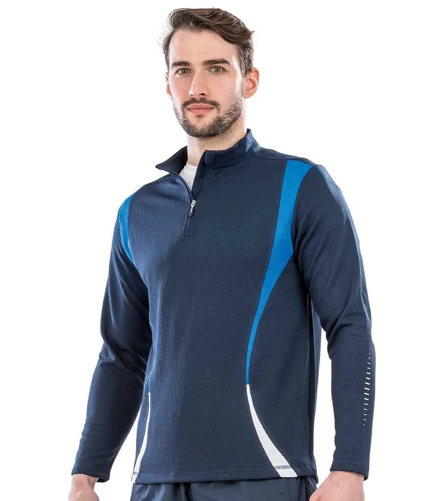 Spiro Unisex Zip Neck Trial Training Top | Navy/Royal Blue/White