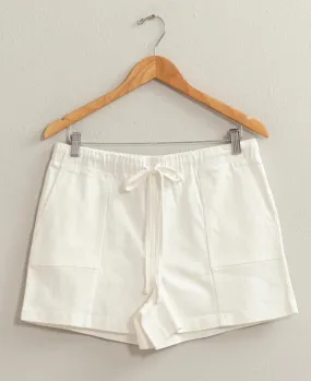 White Lightweight Denim Drawstring Shorts