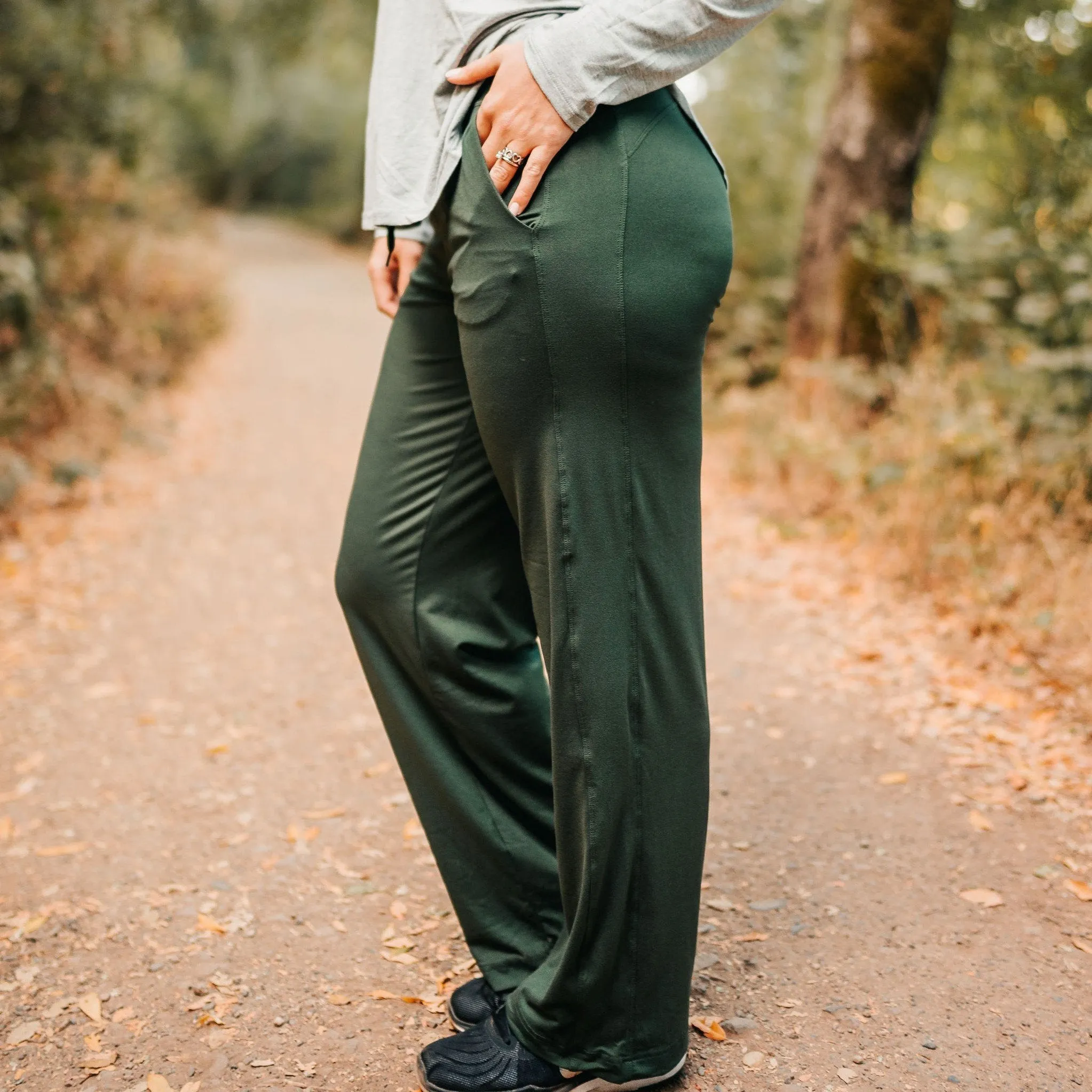Wide Leg Lounge Pants - Evergreen -FINAL SALE