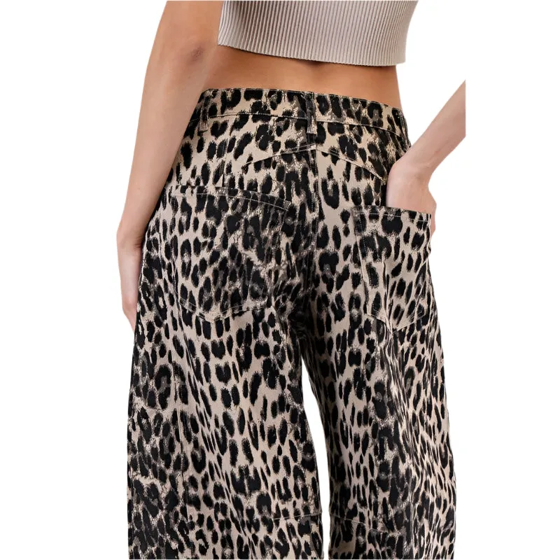 Women's ee:some Leopard Printed Barrel Jeans PG10640
