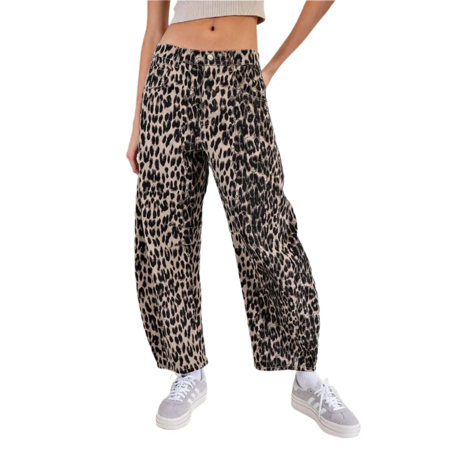 Women's ee:some Leopard Printed Barrel Jeans PG10640
