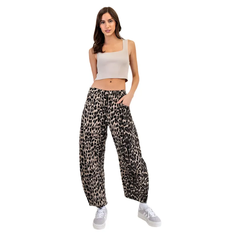 Women's ee:some Leopard Printed Barrel Jeans PG10640